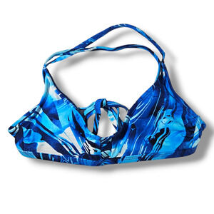NWT Peyton & Parker Adjustable Straps Bikini Swim Top Sz. S Blue Tie Dye